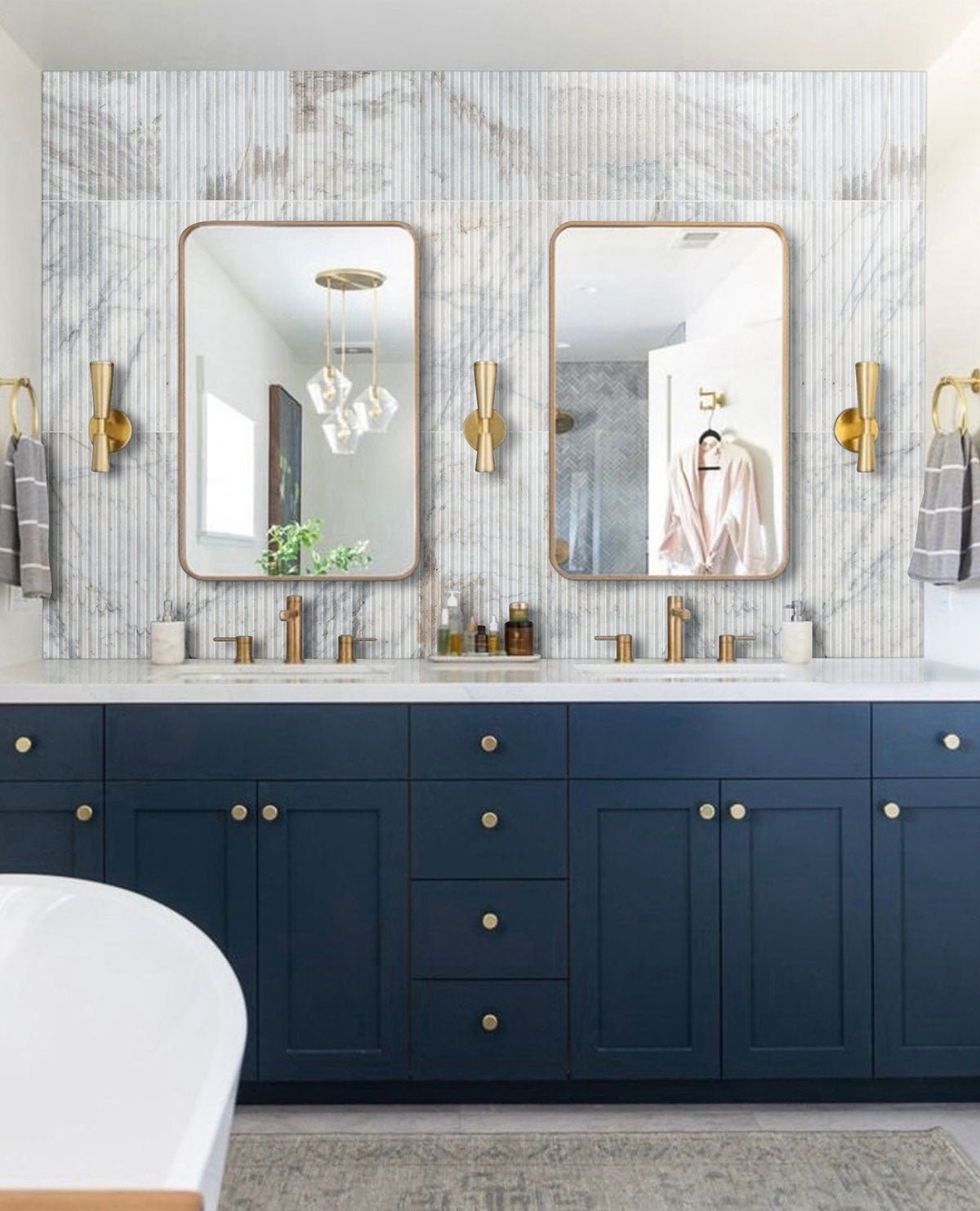 Arabescato Venato Valentino Fluto Marble MSI Field Tiles 12" X 24" Fluted Pattern MSI - Zicana Boutique - 10