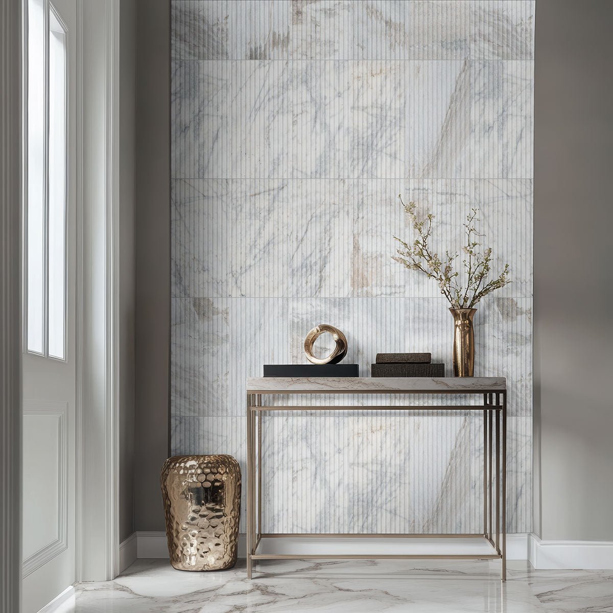 Arabescato Venato Valentino Fluto Marble MSI Field Tiles 12" X 24" Fluted Pattern MSI - Zicana Boutique - 7