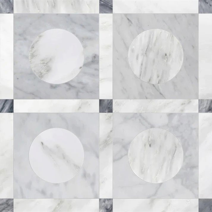 Astra Gris Round Checkered Waterjet Tile Zicana Boutique - Zicana Boutique - 1