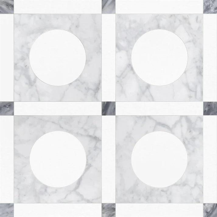 Astra Ice Round Checkered Waterjet Tile Zicana Boutique - Zicana Boutique - 1