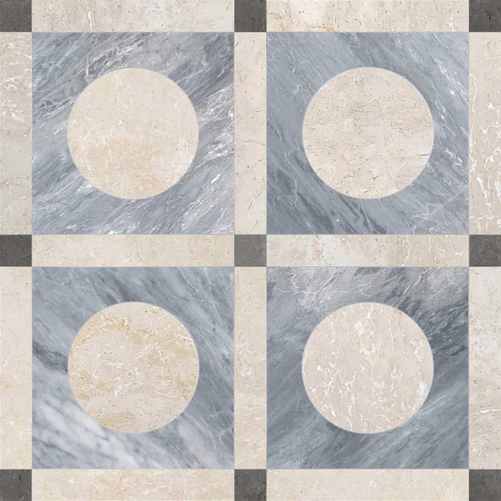 Astra Ocean Round Checkered Waterjet Tile Zicana Boutique - Zicana Boutique - 1
