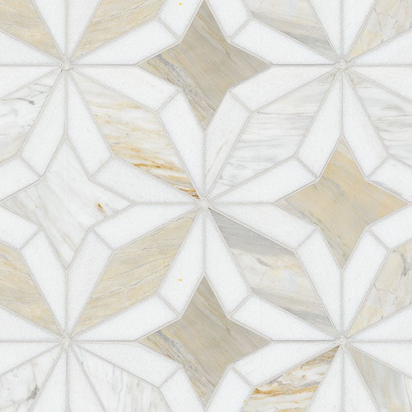 Athena Gold Estrella Marble MSI Mosaic Tiles 10" X 10" Geometric Pattern MSI - Zicana Boutique - 1