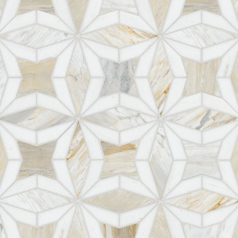 Athena Gold Estrella Marble MSI Mosaic Tiles 10" X 10" Geometric Pattern MSI - Zicana Boutique - 3