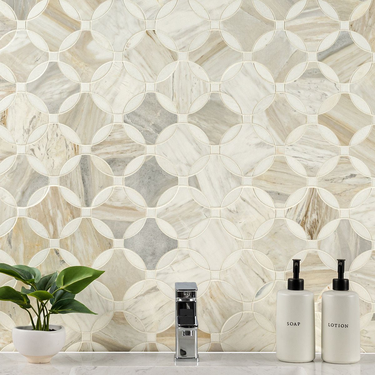 Athena Gold Lola Marble MSI Mosaic Tiles 10" X 10" Geometric Pattern MSI - Zicana Boutique - 6