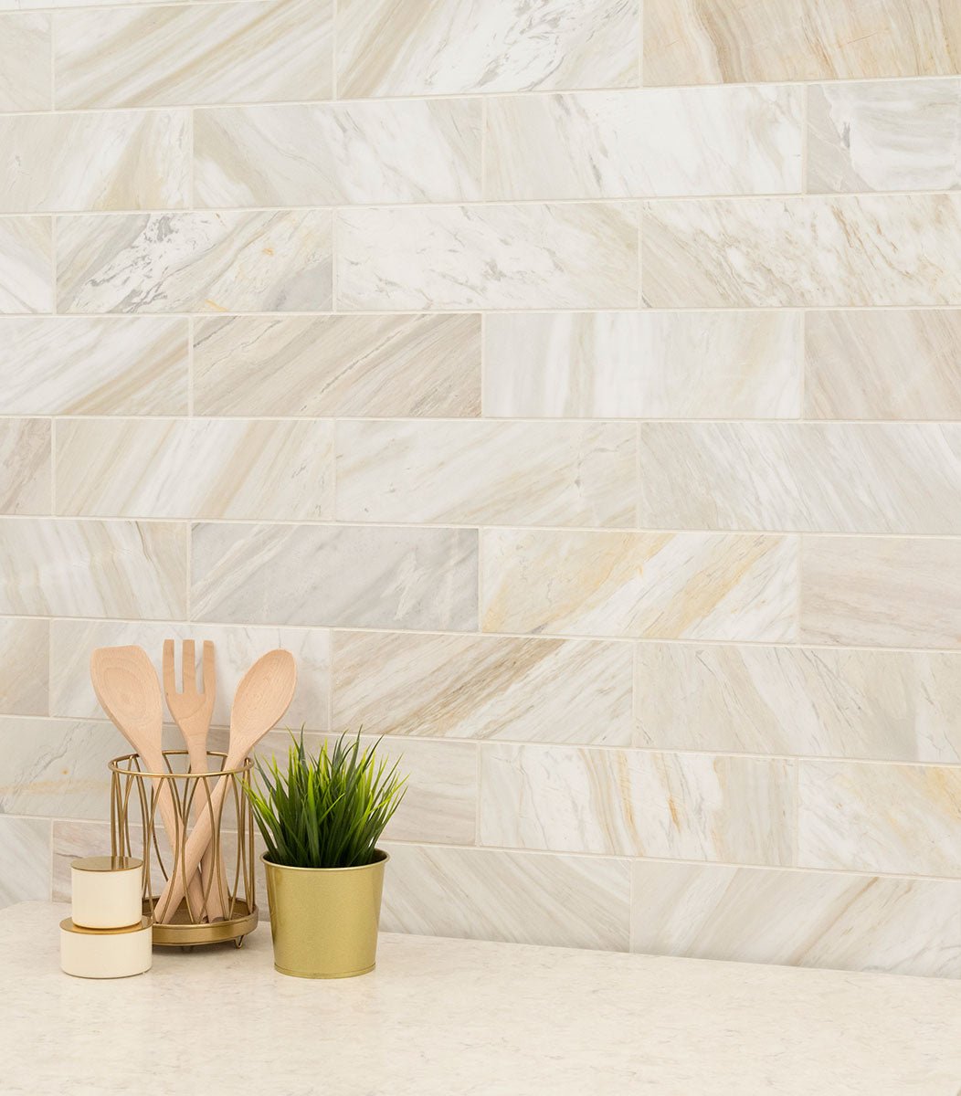 Athena Gold Marble MSI Field Tiles 4" X 12" MSI - Zicana Boutique - 5