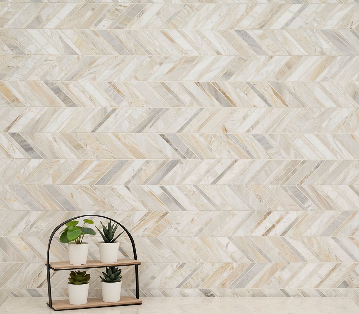 Athena Gold Marble MSI Mosaic Tiles 12" X 12" Chevron Pattern MSI - Zicana Boutique - 6