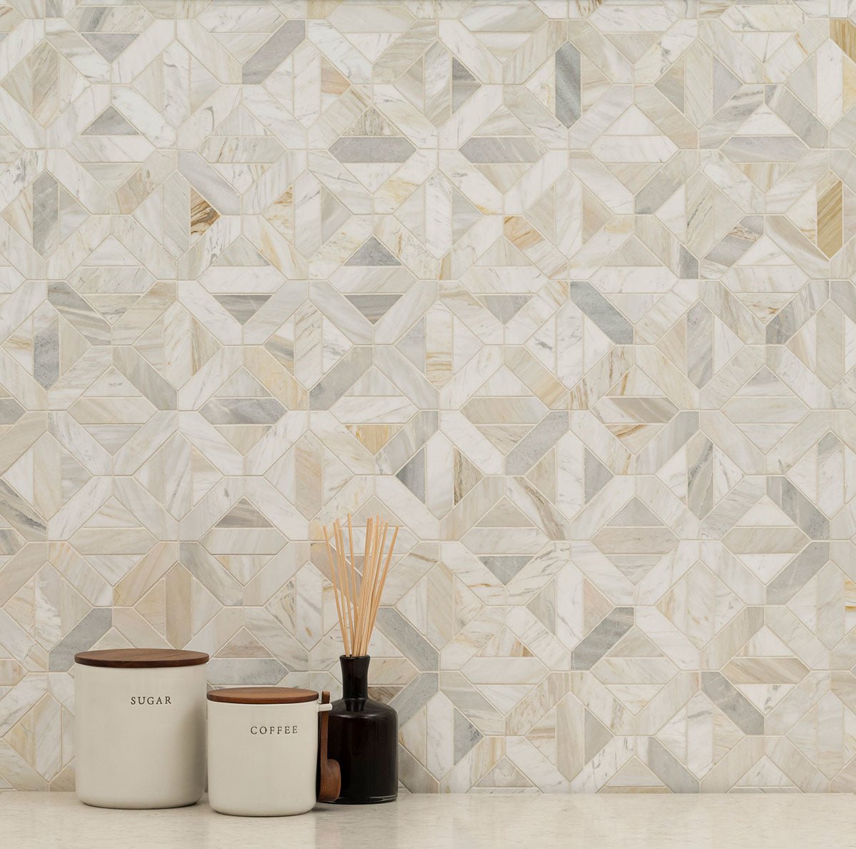 Athena Gold Marble MSI Mosaic Tiles 12" X 12" Geometrica Pattern MSI - Zicana Boutique - 2