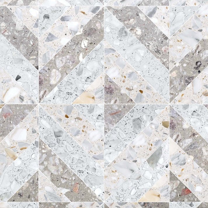 Azulejo Nube Chevron Terrazzo Waterjet Mosaic Zicana Boutique - Zicana Boutique - 1