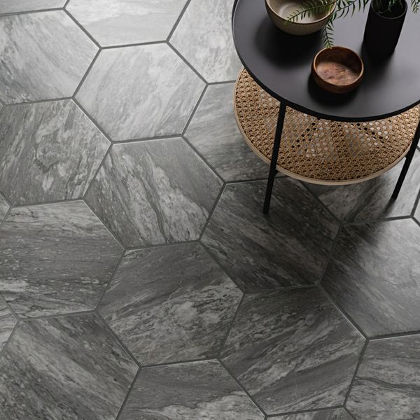 Bardiglio Marble Hexagon Field Tile 10 1/2" Zicana Boutique - Zicana Boutique - 2