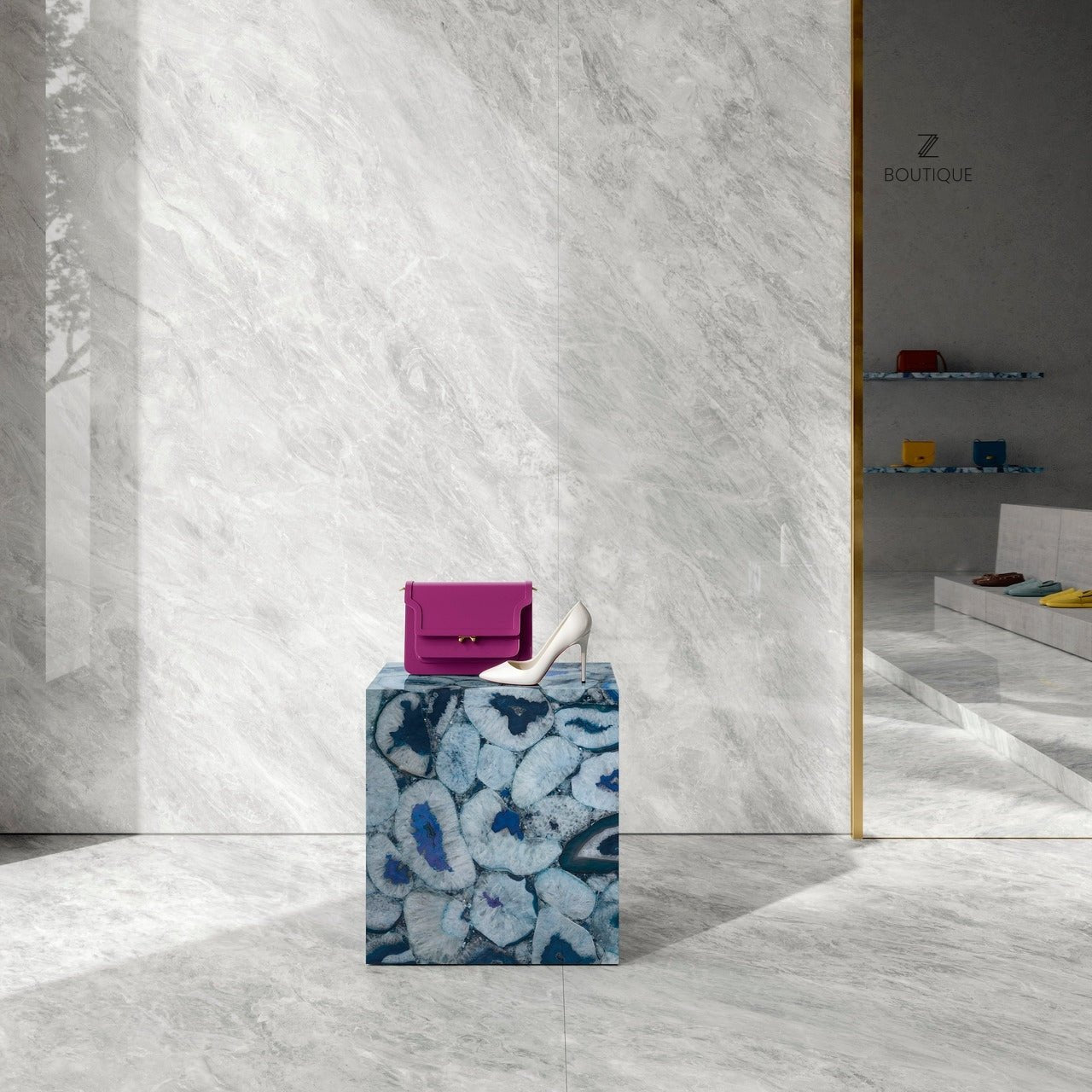 トップス PELLICULE motif stone big PK gray M31901 Soft silver Gray beige gold metallic plaster textured