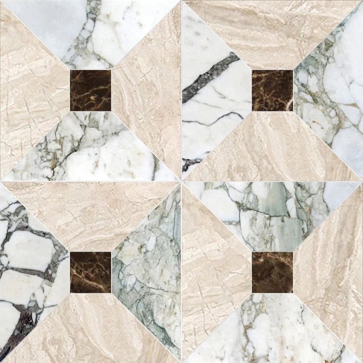 Bella Calacatta Green & Diano Royale Dot Checkered Waterjet Tile Zicana Boutique - Zicana Boutique - 1