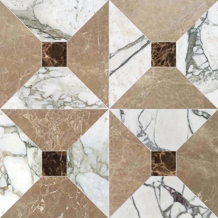 Bella Calacatta Green & Paradise Dot Checkered Waterjet Tile Zicana Boutique - Zicana Boutique - 1