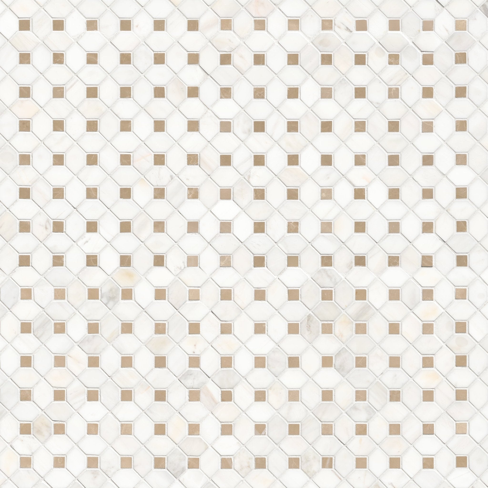 Bianco Dolomite Crema Marble MSI Mosaic Tiles 13" X 13" Dotty Pattern MSI - Zicana Boutique - 4