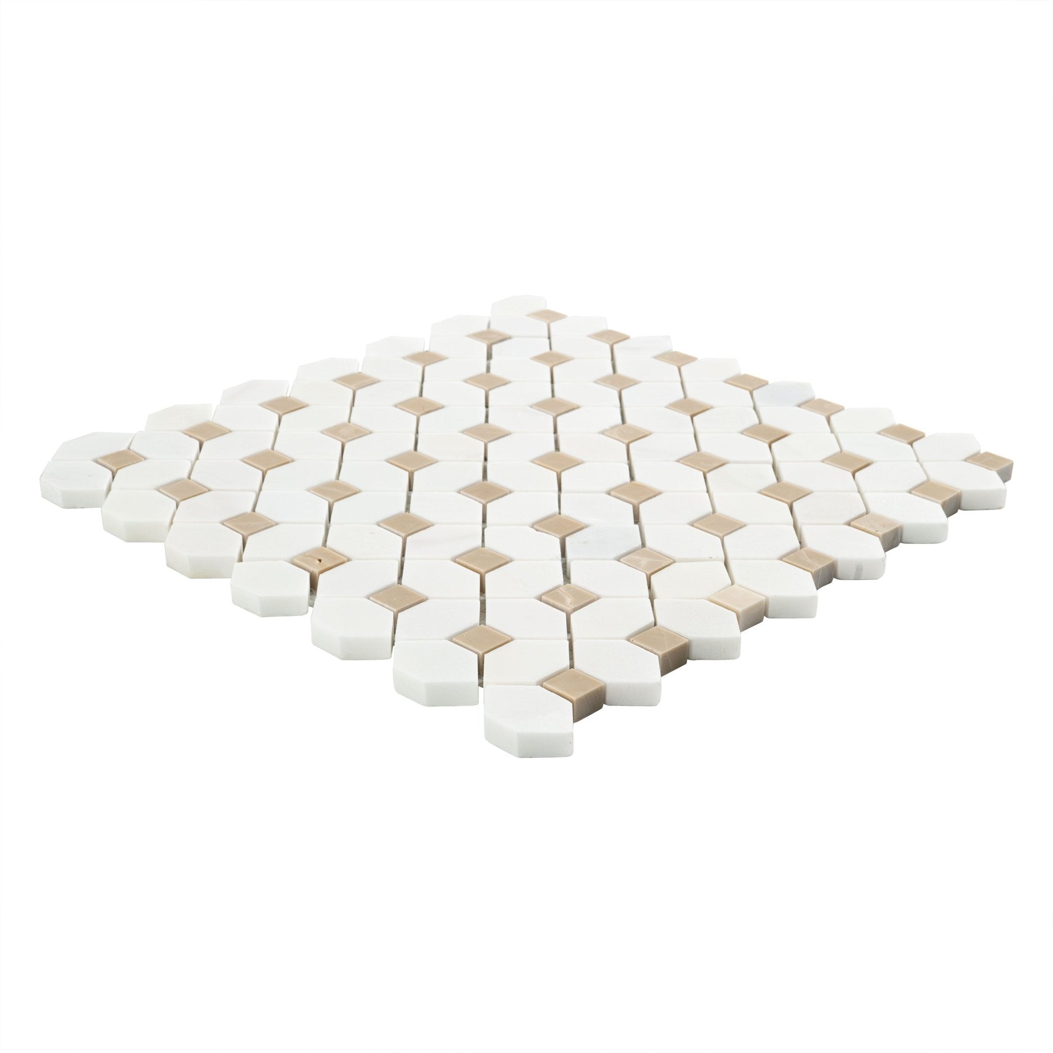 Bianco Dolomite Crema Marble MSI Mosaic Tiles 13" X 13" Dotty Pattern MSI - Zicana Boutique - 3