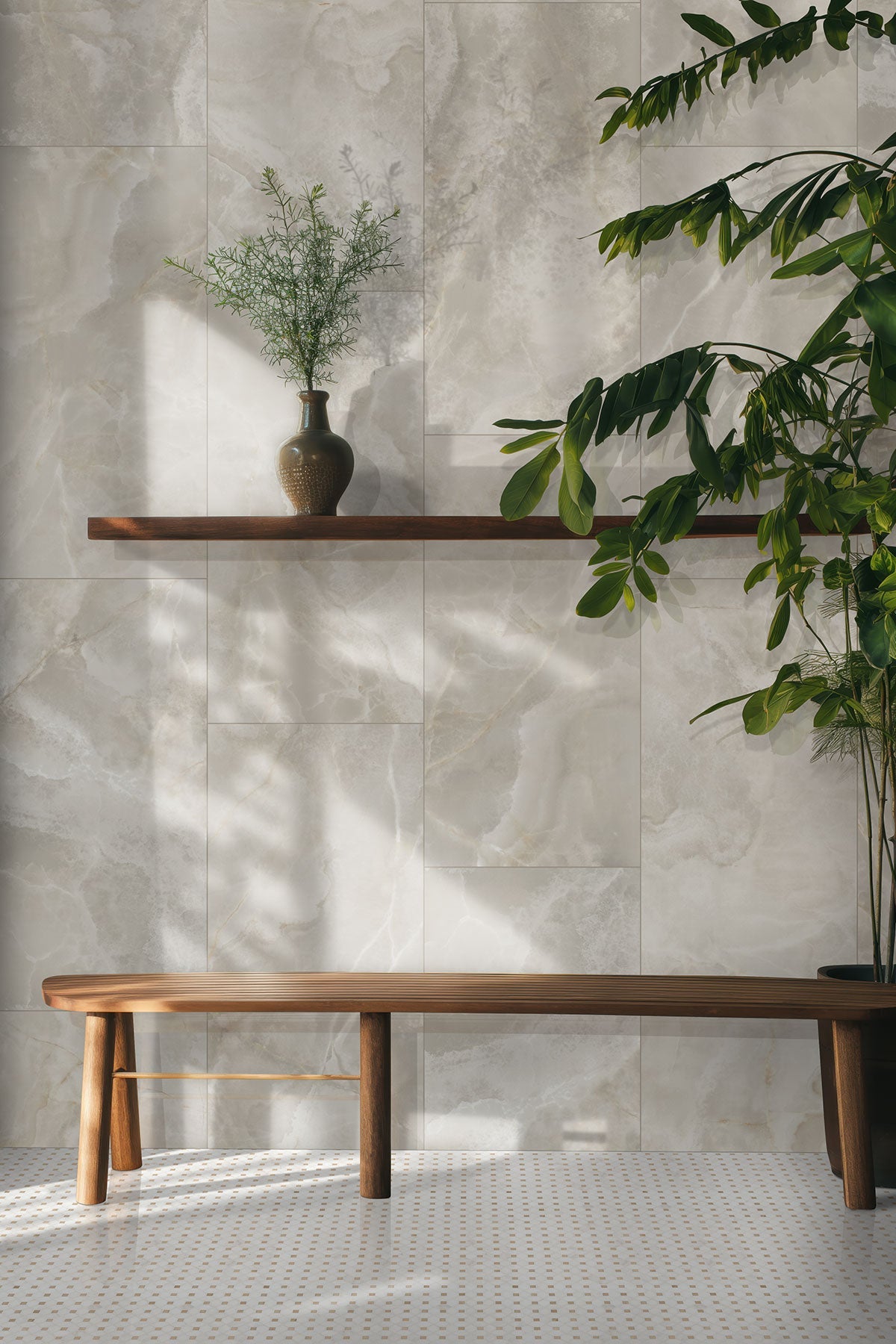 Bianco Dolomite Crema Marble MSI Mosaic Tiles 13" X 13" Dotty Pattern MSI - Zicana Boutique - 5