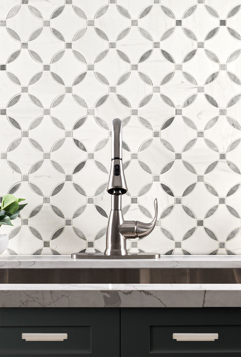 Bianco Dolomite Marble MSI Mosaic Tiles 10" X 10" Lola Pattern MSI - Zicana Boutique - 2
