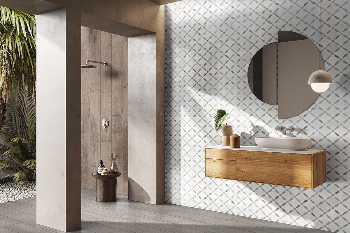 Bianco Dolomite Marble MSI Mosaic Tiles 10" X 10" Lola Pattern MSI - Zicana Boutique - 5