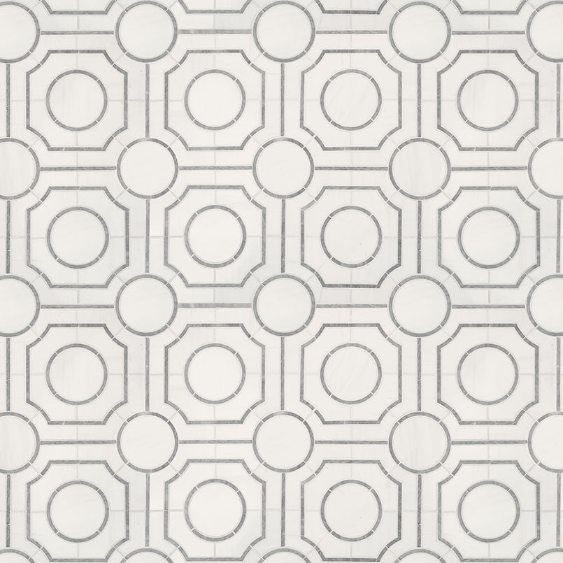 Bianco Dolomite Marble MSI Mosaic Tiles 10" X 10" Regency Pattern MSI - Zicana Boutique - 3