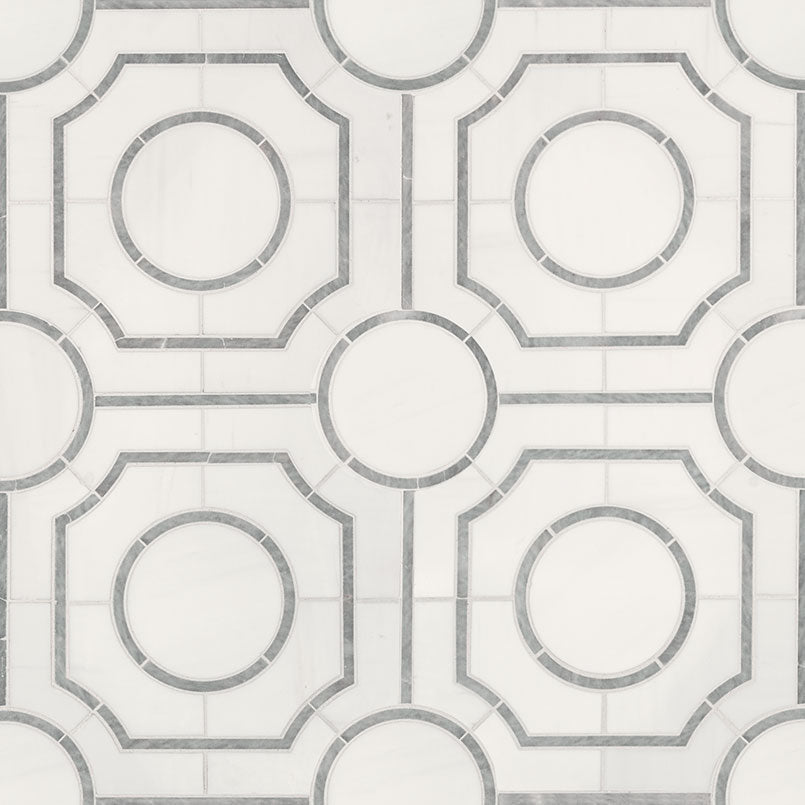 Bianco Dolomite Marble MSI Mosaic Tiles 10" X 10" Regency Pattern MSI - Zicana Boutique - 1