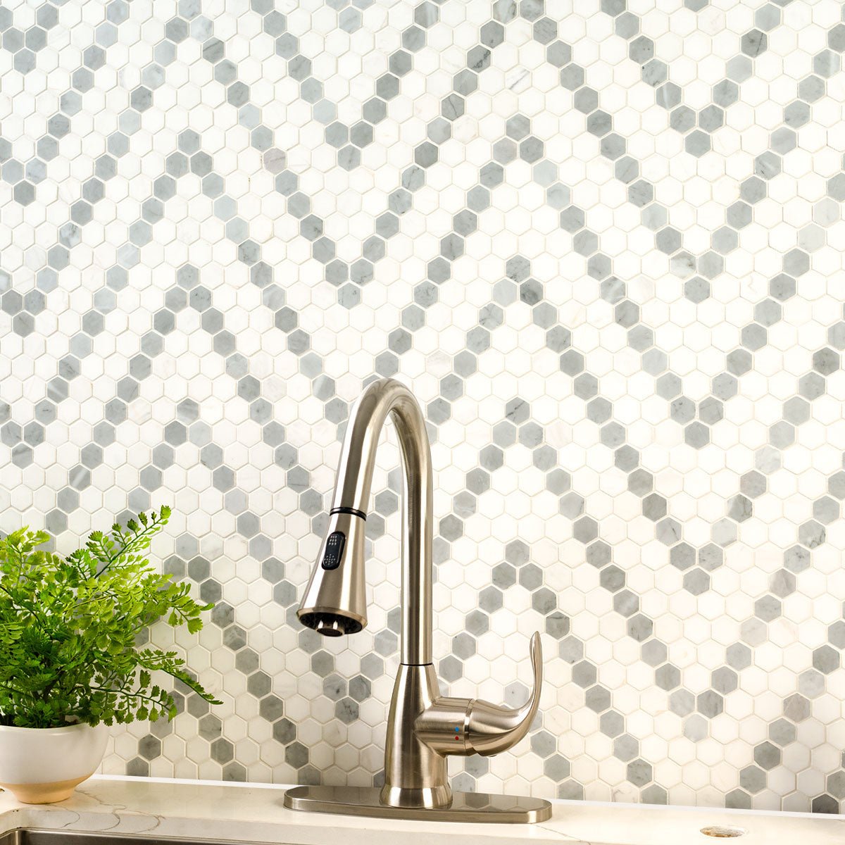 Bianco Dolomite Marble MSI Mosaic Tiles 11" X 14" Sazi Pattern MSI - Zicana Boutique - 6