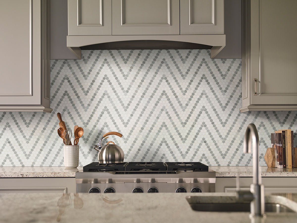 Bianco Dolomite Marble MSI Mosaic Tiles 11" X 14" Sazi Pattern MSI - Zicana Boutique - 2