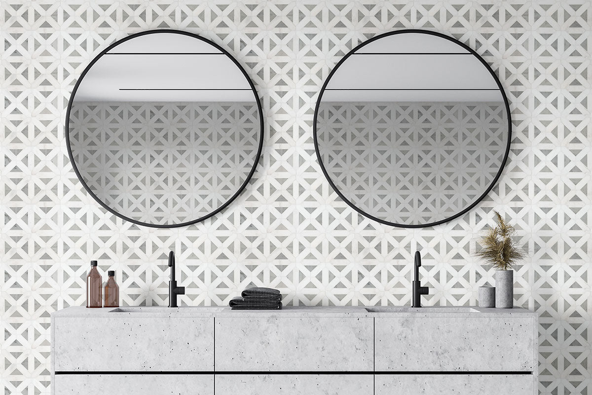 Bianco Dolomite Marble MSI Mosaic Tiles 12" X 12" Geometrica Pattern MSI - Zicana Boutique - 2