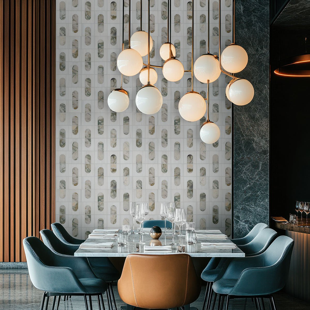 Bianco Dolomite Marble MSI Mosaic Tiles 12" X 12" Moderno Pattern MSI - Zicana Boutique - 6