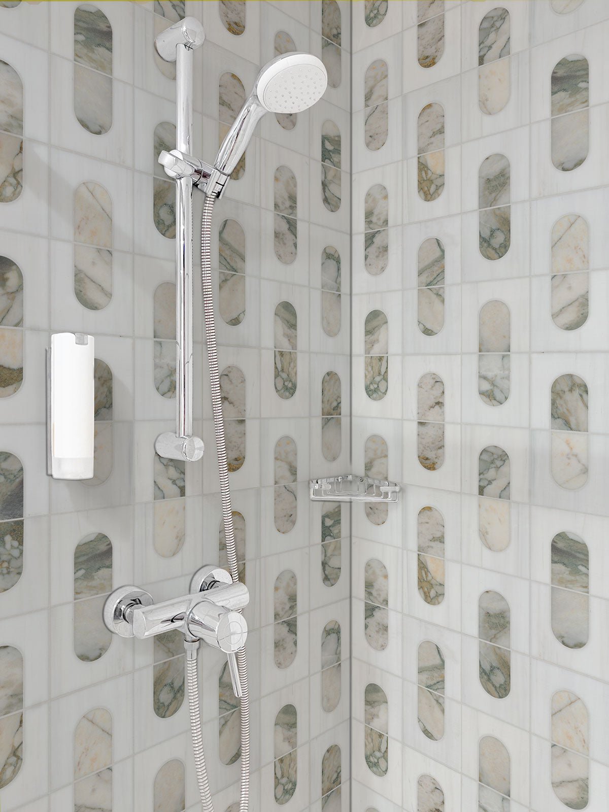Bianco Dolomite Marble MSI Mosaic Tiles 12" X 12" Moderno Pattern MSI - Zicana Boutique - 4