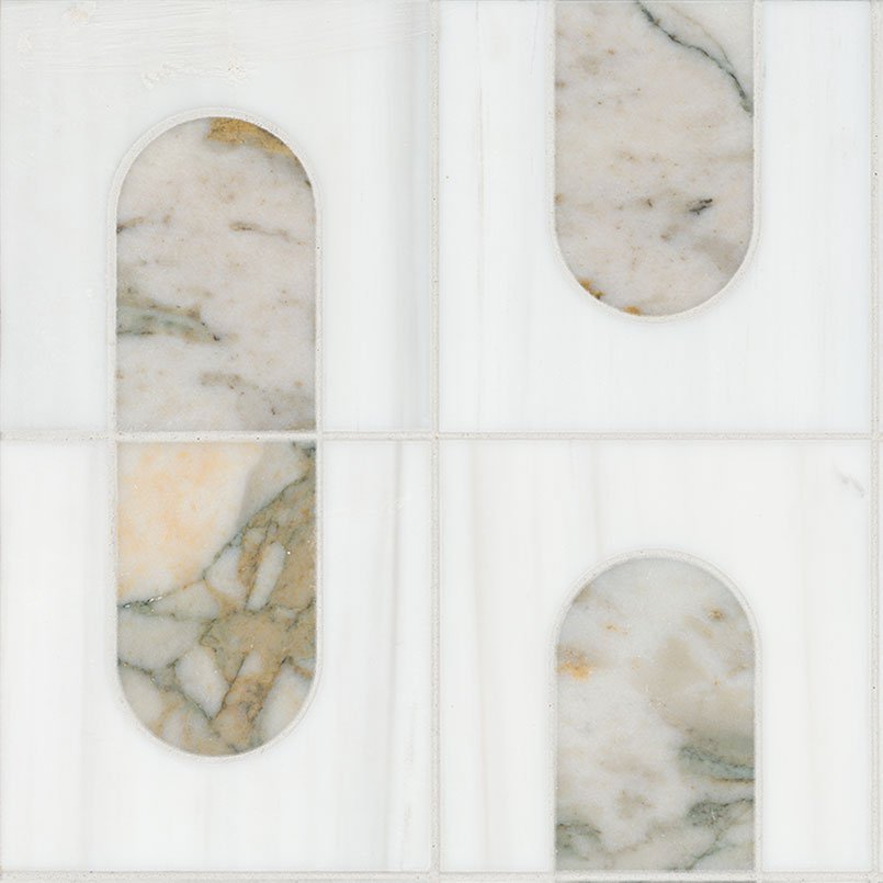 Bianco Dolomite Marble MSI Mosaic Tiles 12" X 12" Moderno Pattern MSI - Zicana Boutique - 1