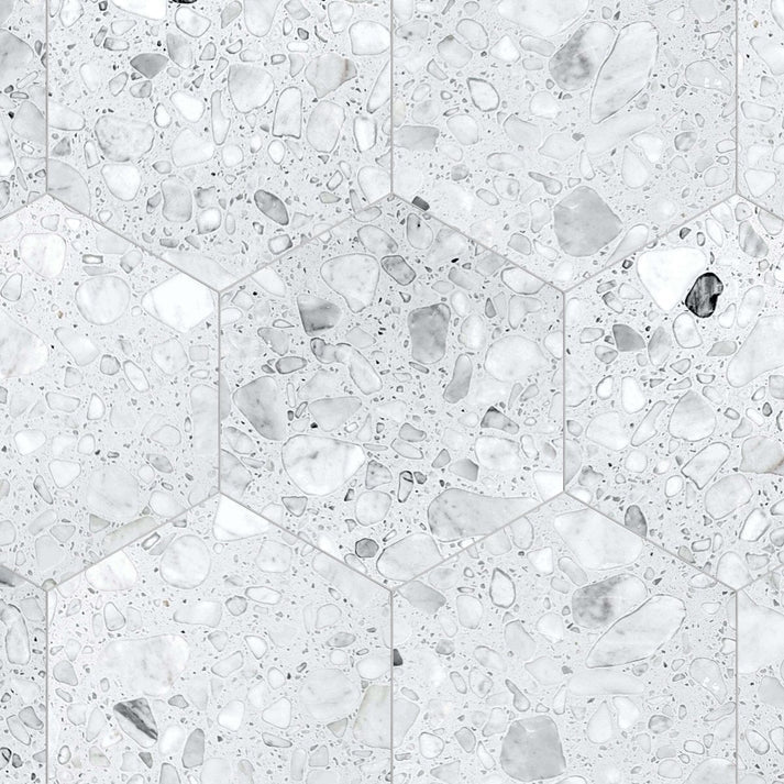 Bianco Honed Terrazzo 10 1/2'' Hexagon Zicana Boutique - Zicana Boutique - 1