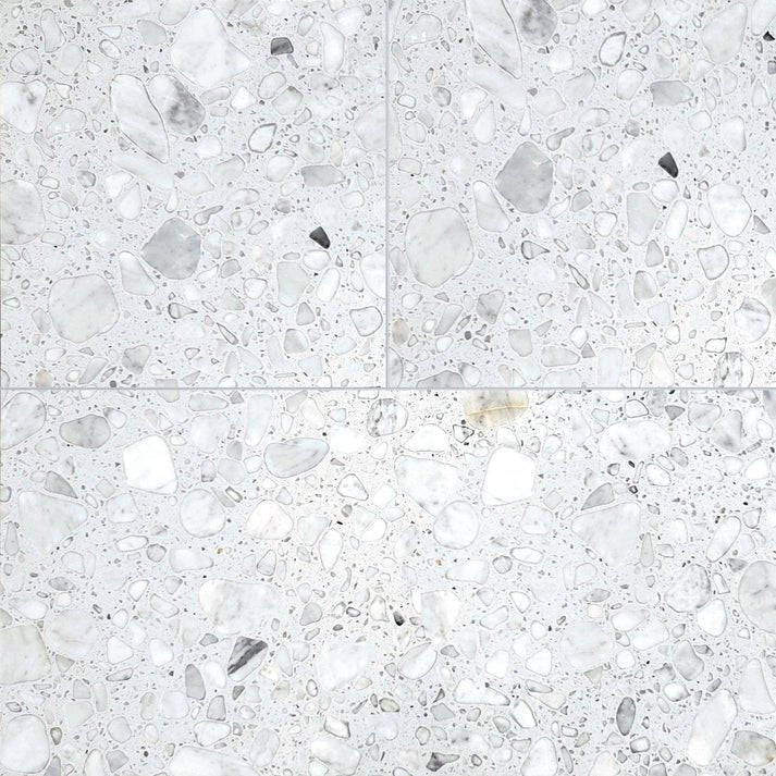 Bianco Marble Terrazzo Honed Field Tile 12''x24'' Zicana Boutique - Zicana Boutique - 1
