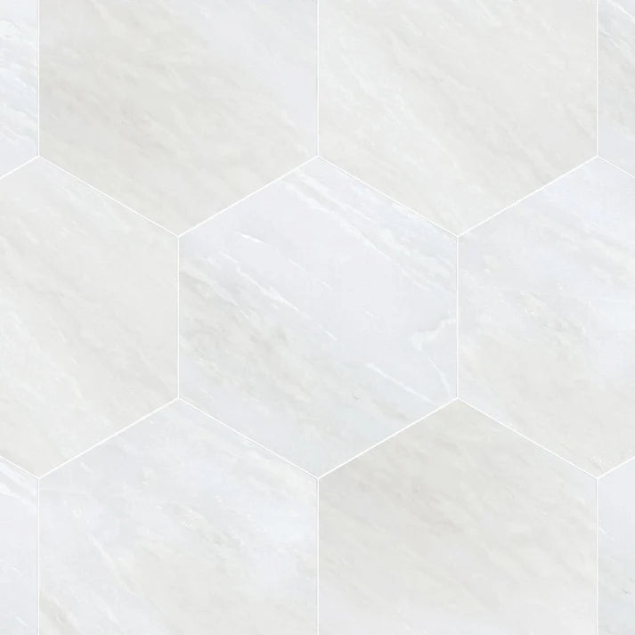 Bianco Rhyno Polished Marble 10 1/2'' Hexagon Zicana Boutique - Zicana Boutique - 1