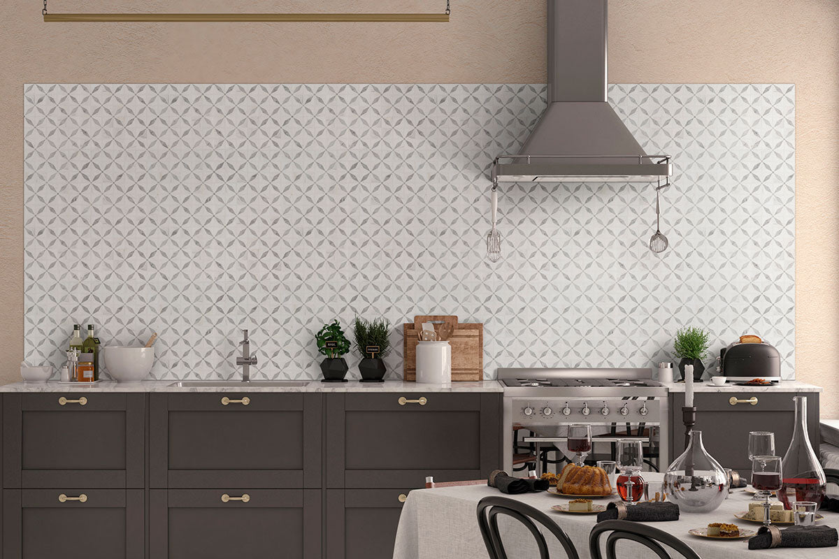 Bianco Starlite Marble MSI Mosaic Tiles 12" X 12" Geometric Pattern MSI - Zicana Boutique - 5