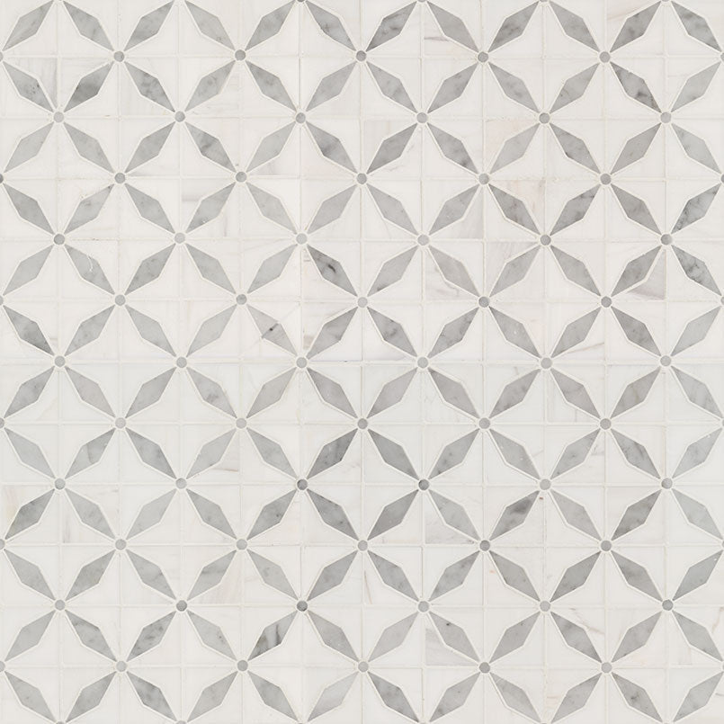 Bianco Starlite Marble MSI Mosaic Tiles 12" X 12" Geometric Pattern MSI - Zicana Boutique - 3