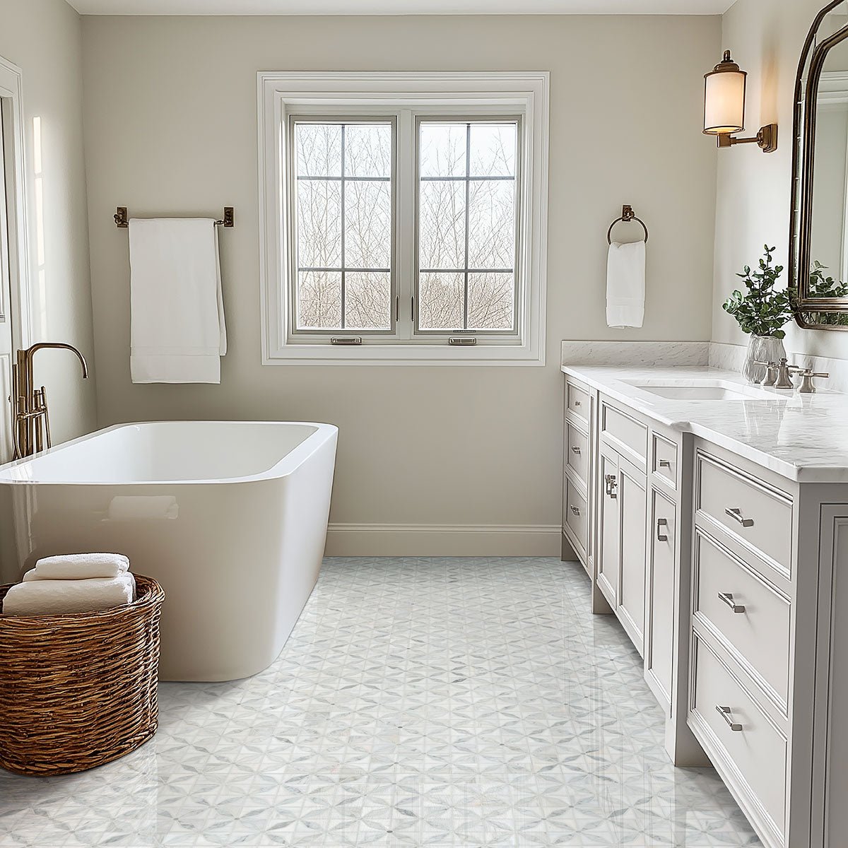 Bianco Starlite Marble MSI Mosaic Tiles 12" X 12" Geometric Pattern MSI - Zicana Boutique - 4
