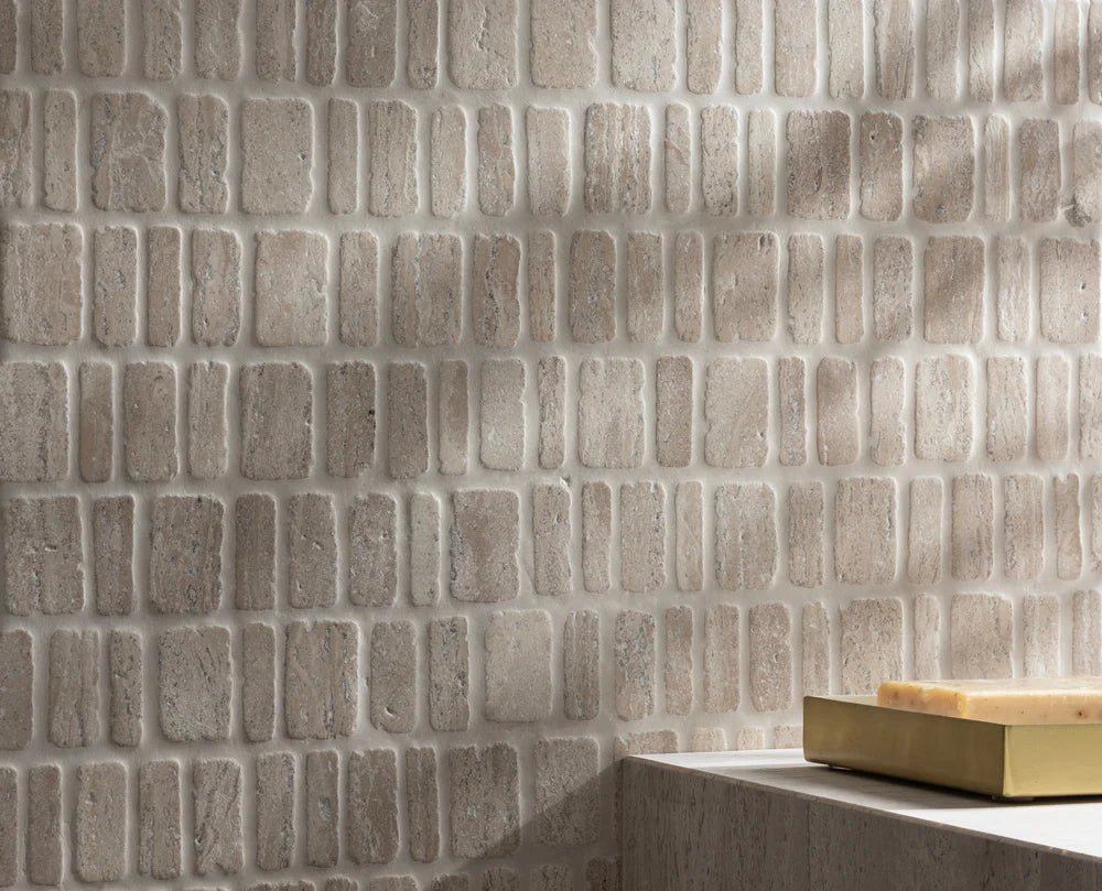 Birch White Travertine Mosaic Zicana Boutique - Zicana Boutique - 3