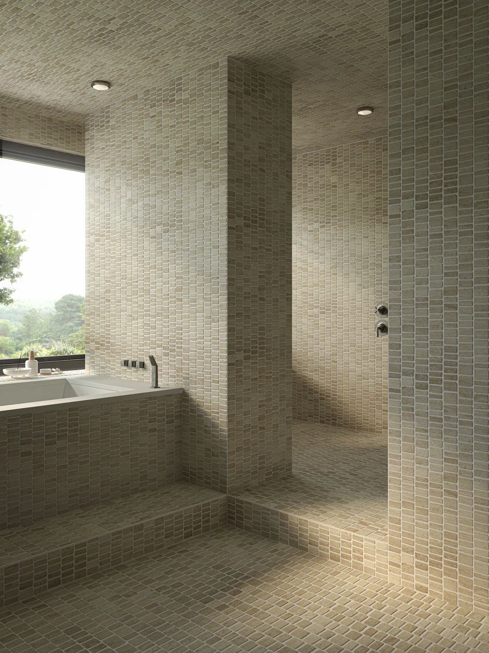 Birch White Travertine Mosaic Zicana Boutique - Zicana Boutique - 2