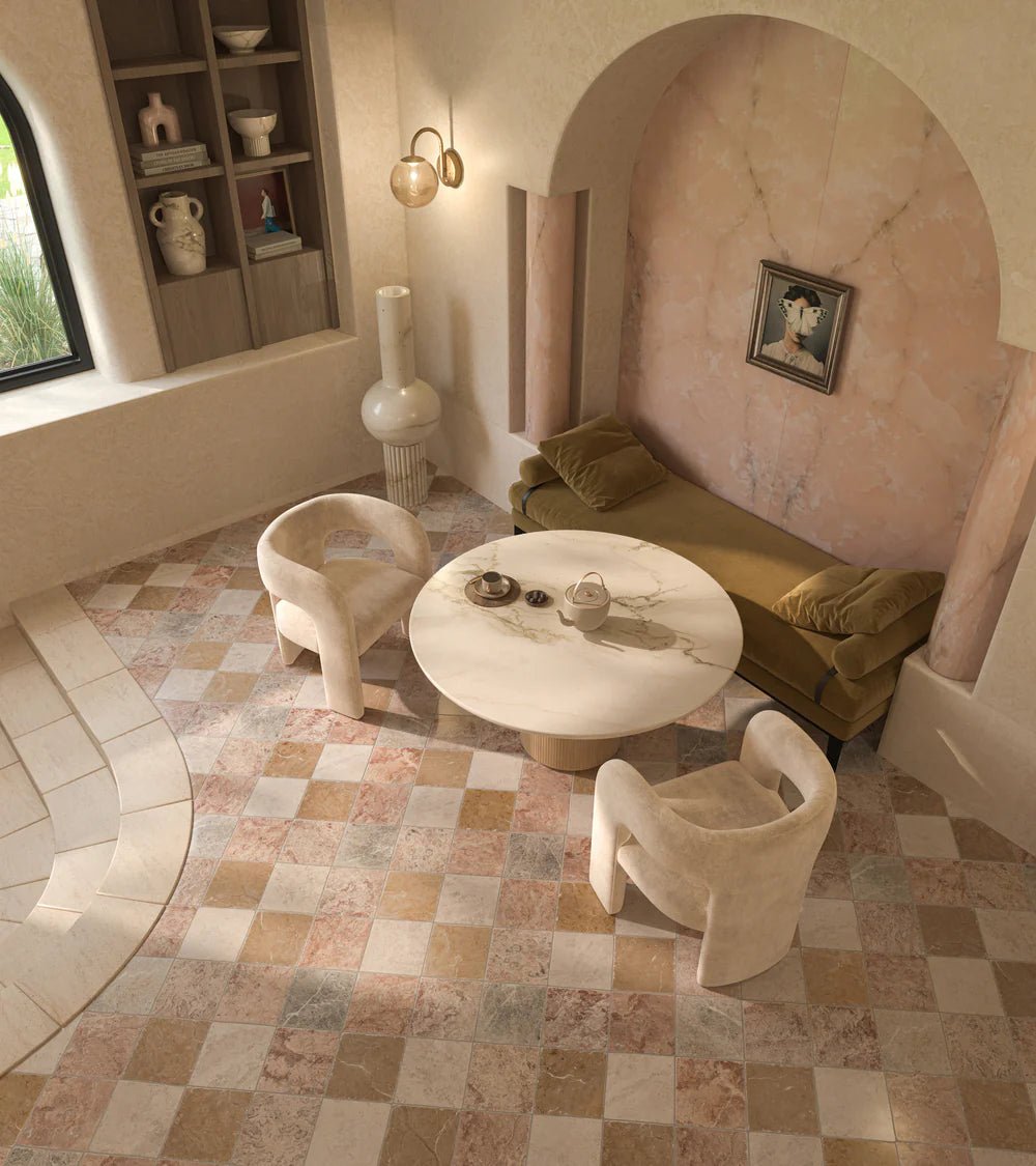 Birch White Travertine Tile 8" x 8" Zicana Boutique - Zicana Boutique - 2