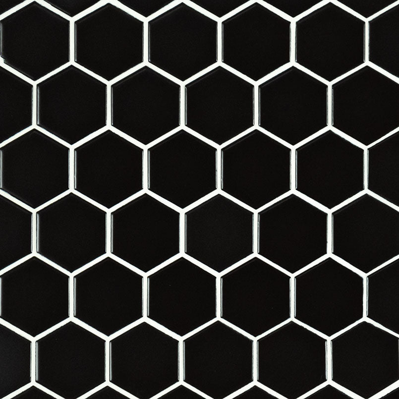 Black Porcelain MSI Field Tiles 2" Hexagon Pattern MSI - Zicana Boutique - 1