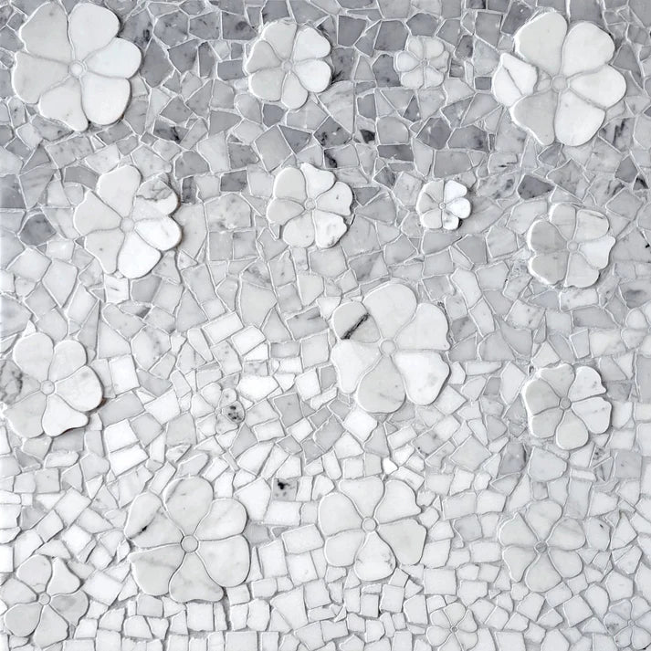 Blended Rock Floral Grigio Marble Mosaic Zicana Boutique - Zicana Boutique - 1