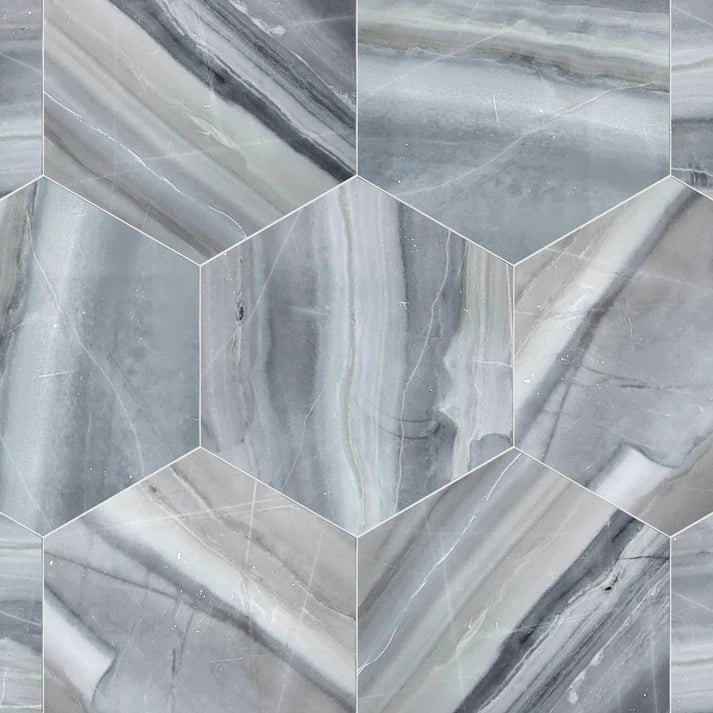 Blue Mont Polished Marble 10 1/2'' Hexagon Zicana Boutique - Zicana Boutique - 1