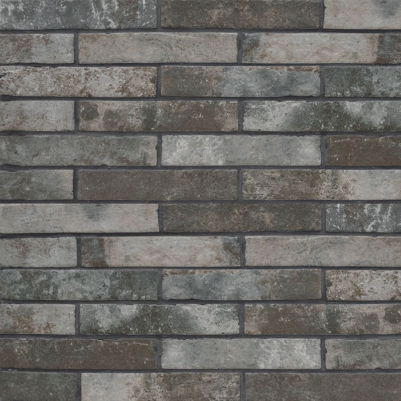 Brickstone Charcoal Brick Porcelain MSI Field Tiles 2" X 10" MSI - Zicana Boutique - 1