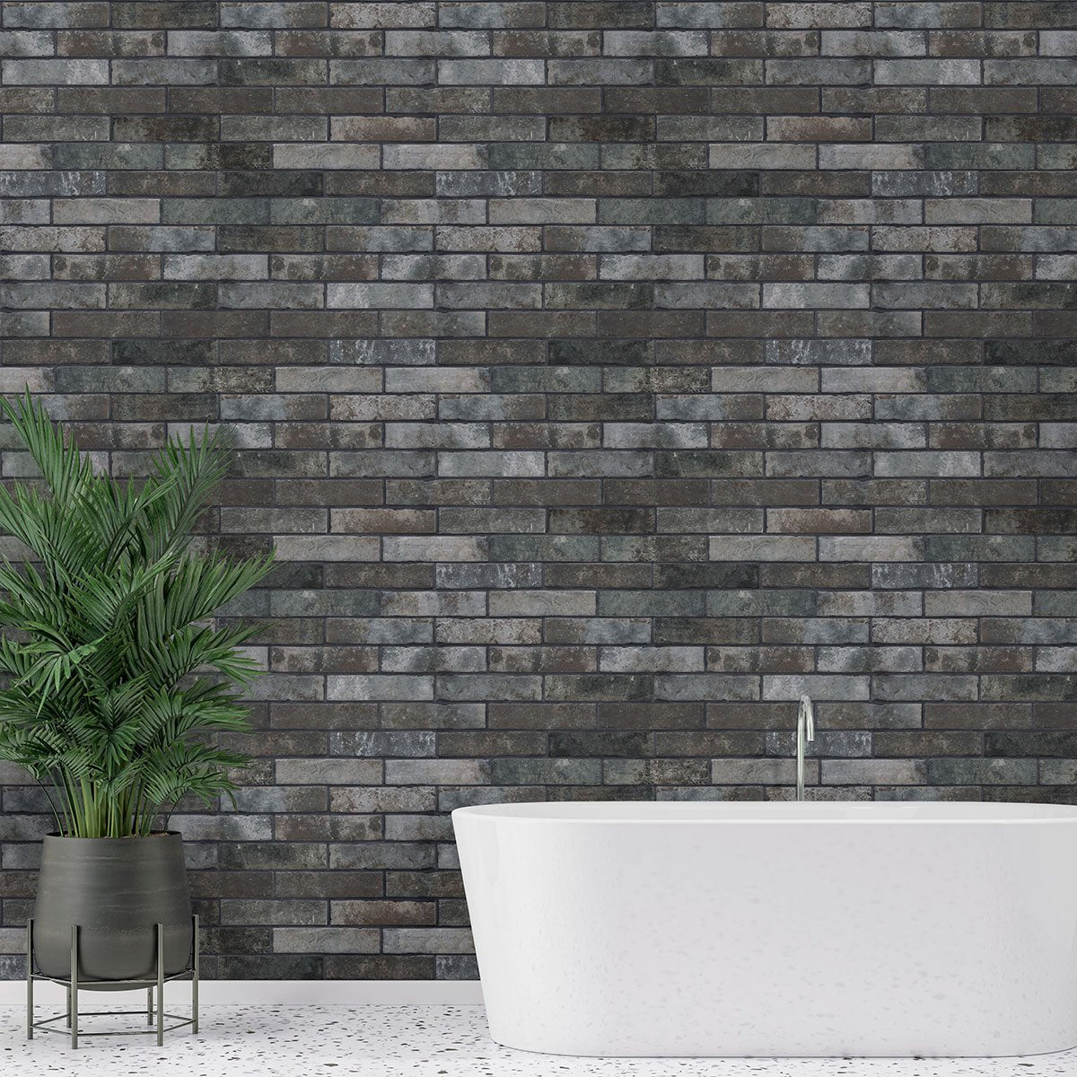 Brickstone Charcoal Brick Porcelain MSI Field Tiles 2" X 10" MSI - Zicana Boutique - 2
