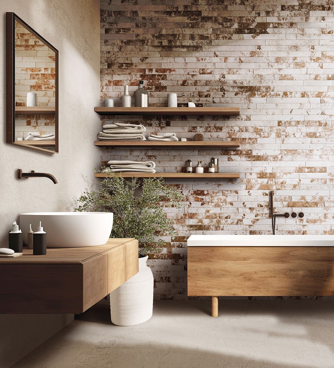 Brickstone Rustique White Brick Porcelain MSI Field Tiles 2" X 18" MSI - Zicana Boutique - 5