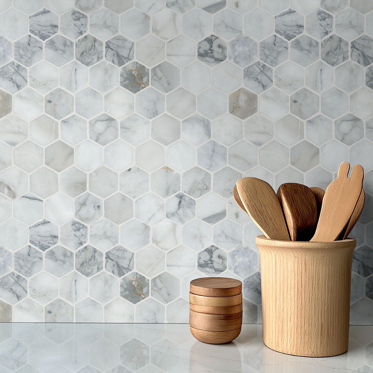 Calacatta Cressa Marble MSI Mosaic Tiles 12" X 12" Hexagon Pattern MSI - Zicana Boutique - 2