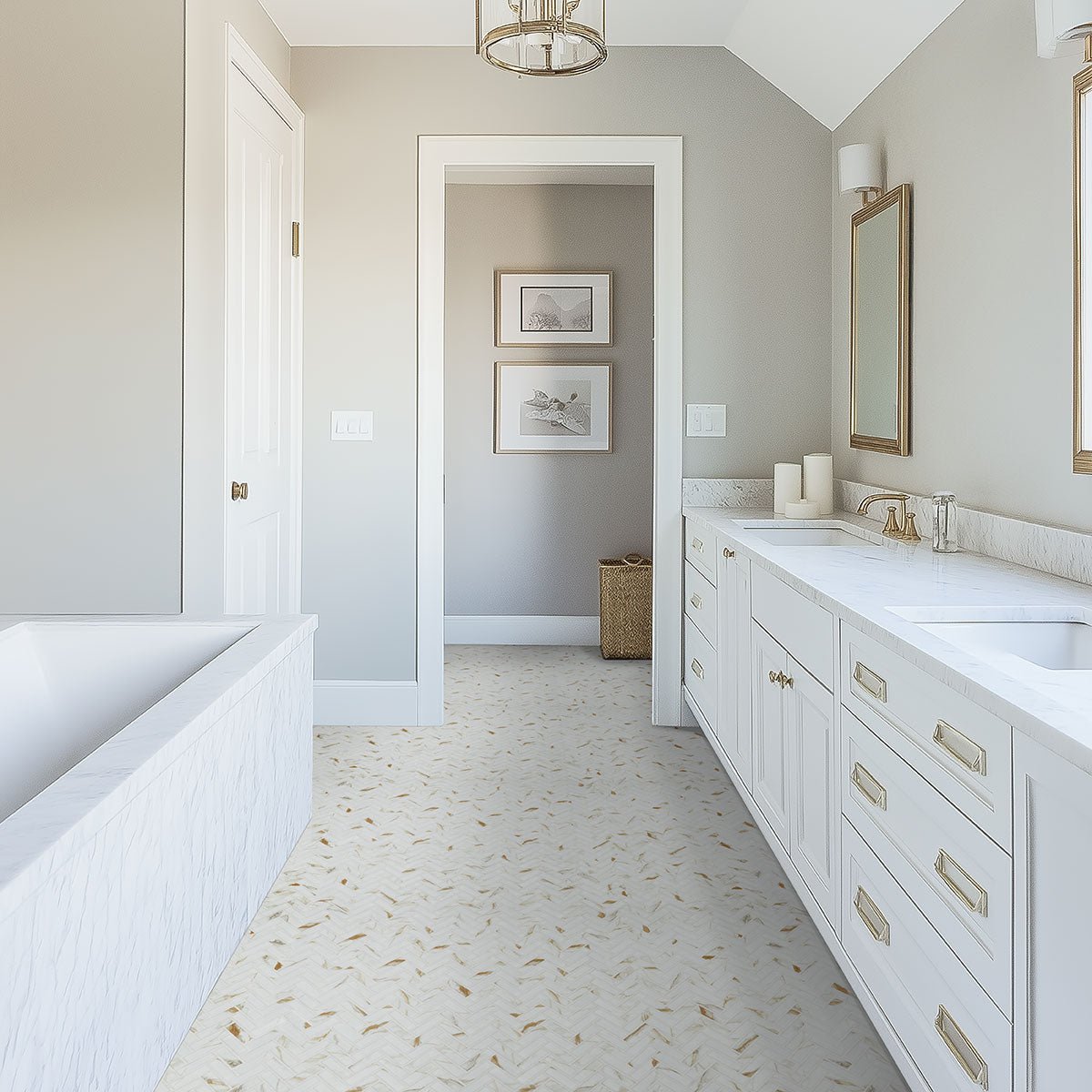 Calacatta Gold Porcelain MSI Field Tiles 1" X 3" Herringbone Pattern MSI - Zicana Boutique - 6