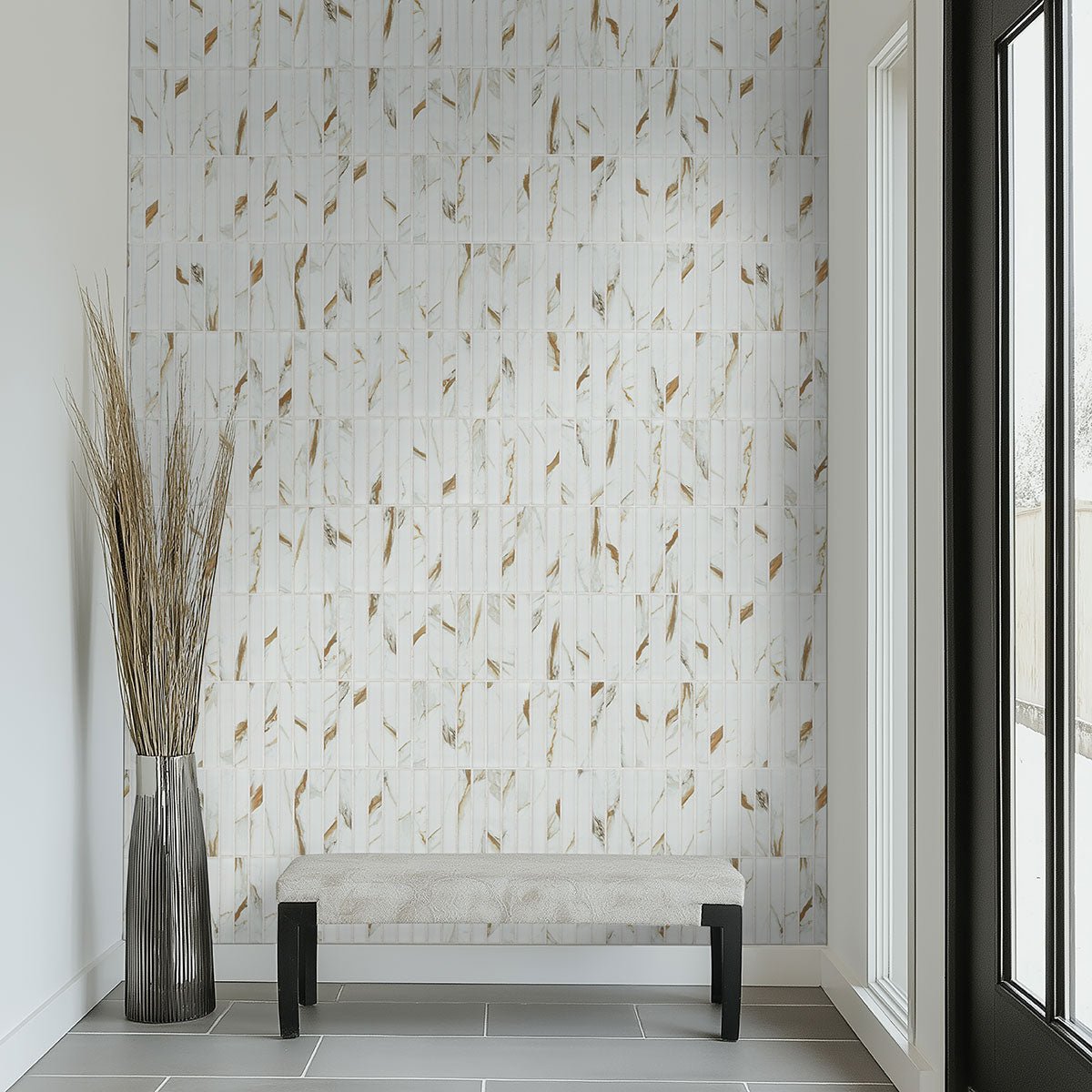 Calacatta Gold Porcelain MSI Field Tiles 1" X 6" Stack Pattern MSI - Zicana Boutique - 5