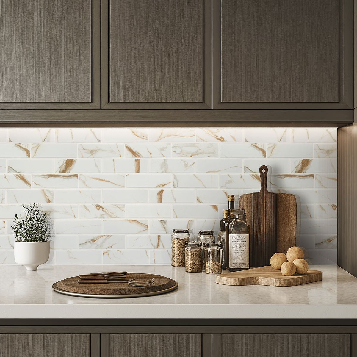 Calacatta Gold Porcelain MSI Field Tiles 2" X 6" Subway Pattern MSI - Zicana Boutique - 4