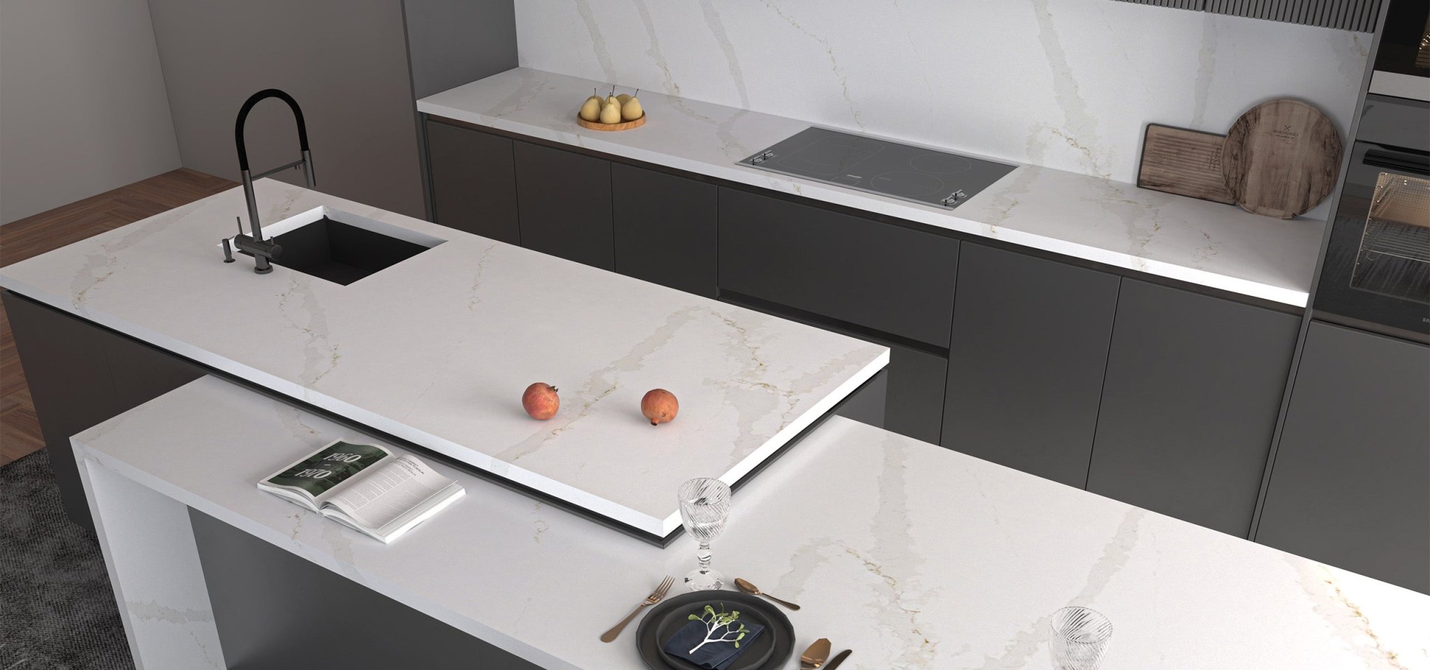 Calacatta Gold Variant Quartz Variant- Zicana Boutique -4