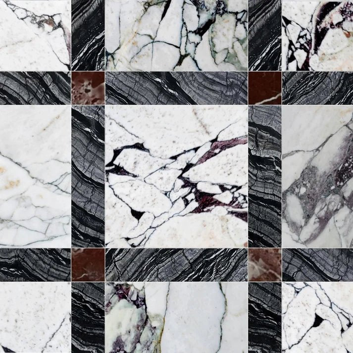 Callen Rouge Square Geometric Waterjet Tile Zicana Boutique - Zicana Boutique - 1